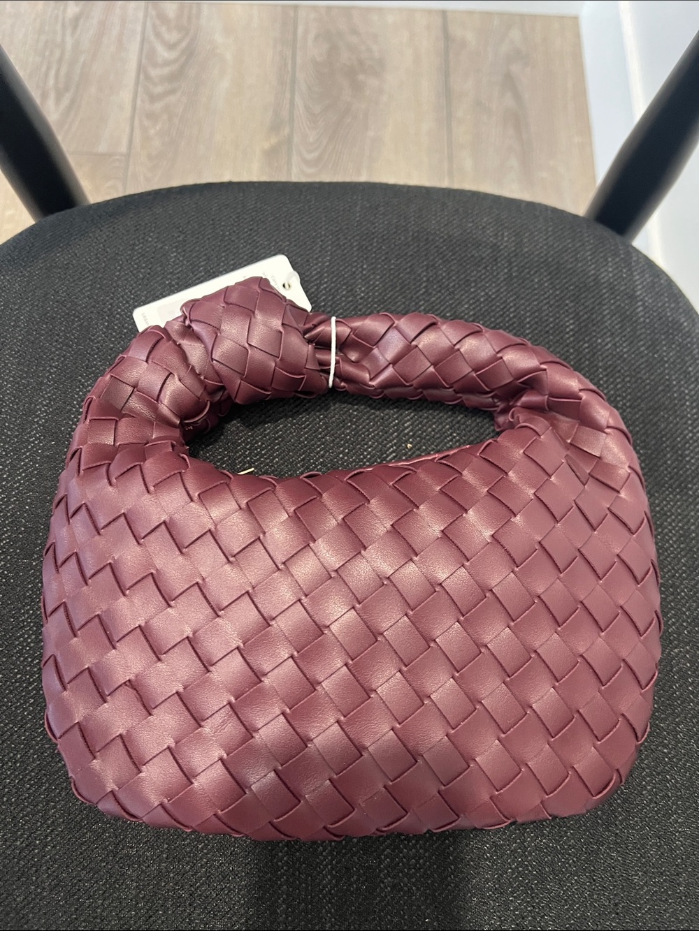 Woven Mauve/ Wine Knot handle Bag